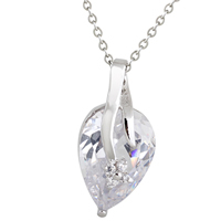 Gets® Jewelry Necklace Brass Teardrop platinum plated oval chain & with cubic zirconia nickel lead & cadmium free Sold Per Approx 18 Inch Strand