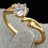 Bliver® Finger Ring, Messing, 18K forgyldt, med cubic zirconia, nikkel, bly & cadmium fri, 5mm, Størrelse:5, Solgt af PC