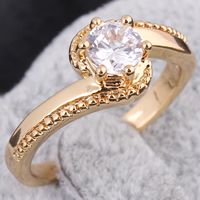 Bliver® Finger Ring, Messing, 18K forgyldt, med cubic zirconia, nikkel, bly & cadmium fri, 5mm, Størrelse:5, Solgt af PC