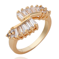 Bliver® Finger Ring, Messing, 18K forgyldt, med cubic zirconia, nikkel, bly & cadmium fri, 20mm, Størrelse:7, Solgt af PC