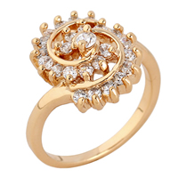 Bliver® Finger Ring, Messing, 18K forgyldt, med cubic zirconia, nikkel, bly & cadmium fri, 14mm, Størrelse:7, Solgt af PC