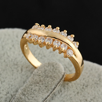 Bliver® Finger Ring, Messing, 18K forgyldt, med cubic zirconia, nikkel, bly & cadmium fri, 7mm, Størrelse:8, Solgt af PC