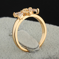 Bliver® Finger Ring, Messing, Dragonfly, 18K forgyldt, med cubic zirconia, nikkel, bly & cadmium fri, 9mm, Størrelse:8, Solgt af PC