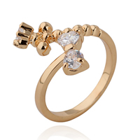 Bliver® Finger Ring, Messing, 18K forgyldt, med cubic zirconia, nikkel, bly & cadmium fri, 17mm, Størrelse:8, Solgt af PC