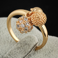 Bliver® Finger Ring, Messing, 18K forgyldt, Micro Pave cubic zirconia, nikkel, bly & cadmium fri, 8mm, Størrelse:8, Solgt af PC