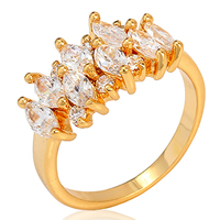 Bliver® Finger Ring, Messing, 18K forgyldt, med cubic zirconia, nikkel, bly & cadmium fri, 10mm, Størrelse:8, Solgt af PC