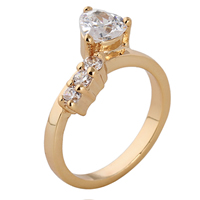 Bliver® Finger Ring, Messing, 18K forgyldt, med cubic zirconia, nikkel, bly & cadmium fri, 8mm, Størrelse:7, Solgt af PC