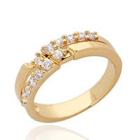 Bliver® Finger Ring, Messing, 18K forgyldt, Micro Pave cubic zirconia, nikkel, bly & cadmium fri, 5mm, Størrelse:7, Solgt af PC