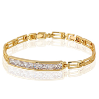 Gets® smykker armbånd, Messing, 18K forgyldt, med cubic zirconia, nikkel, bly & cadmium fri, 41x6.5mm, Solgt Per Ca. 8 inch Strand