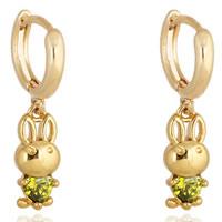 Gets® Jewelry Earring Brass Rabbit 18K gold plated with cubic zirconia nickel lead & cadmium free 24mm Sold By Pair