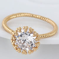 Bliver® Finger Ring, Messing, 18K forgyldt, med cubic zirconia, nikkel, bly & cadmium fri, 10mm, Størrelse:7, Solgt af PC