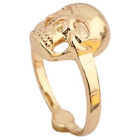 Anillo de dedo Gets®, metal, Calavera, chapado en oro de 18 K, libre de níquel, plomo & cadmio, 10mm, tamaño:7, Vendido por UD