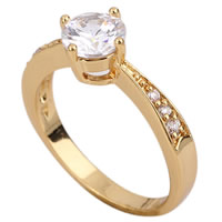 Bliver® Finger Ring, Messing, 18K forgyldt, med cubic zirconia, nikkel, bly & cadmium fri, 6mm, Størrelse:7, Solgt af PC