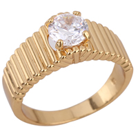 Bliver® Finger Ring, Messing, 18K forgyldt, med cubic zirconia, nikkel, bly & cadmium fri, 7mm, Størrelse:7, Solgt af PC