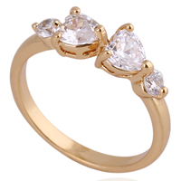 Bliver® Finger Ring, Messing, 18K forgyldt, med cubic zirconia, nikkel, bly & cadmium fri, 5mm, Størrelse:7, Solgt af PC