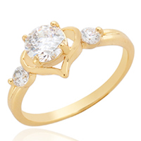 Bliver® Finger Ring, Messing, 18K forgyldt, med cubic zirconia, nikkel, bly & cadmium fri, 5mm, Størrelse:7, Solgt af PC