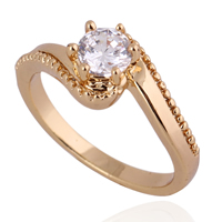 Bliver® Finger Ring, Messing, 18K forgyldt, med cubic zirconia, nikkel, bly & cadmium fri, 5mm, Størrelse:7, Solgt af PC