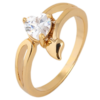 Bliver® Finger Ring, Messing, 18K forgyldt, med cubic zirconia, nikkel, bly & cadmium fri, 5mm, Størrelse:7, Solgt af PC