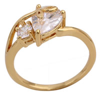 Bliver® Finger Ring, Messing, 18K forgyldt, med cubic zirconia, nikkel, bly & cadmium fri, 7mm, Størrelse:7, Solgt af PC