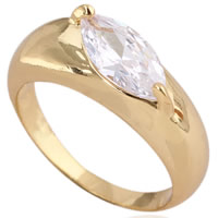 Bliver® Finger Ring, Messing, 18K forgyldt, med cubic zirconia, nikkel, bly & cadmium fri, 7mm, Størrelse:7, Solgt af PC