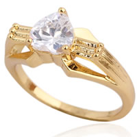 Bliver® Finger Ring, Messing, 18K forgyldt, med cubic zirconia, nikkel, bly & cadmium fri, 7mm, Størrelse:7, Solgt af PC