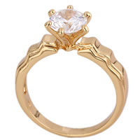 Bliver® Finger Ring, Messing, 18K forgyldt, med cubic zirconia, nikkel, bly & cadmium fri, 7mm, Størrelse:7, Solgt af PC