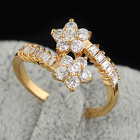 Gets® Finger Ring Brass Flower 18K gold plated with cubic zirconia nickel lead & cadmium free 12mm US Ring Sold By PC