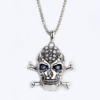 Gets® Jewelry Necklace Zinc Alloy with iron chain Skull antique bronze color plated lantern chain & with rhinestone nickel lead & cadmium free Sold Per Approx 27.5 Inch Strand