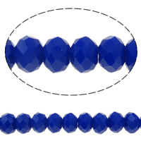 Rondelle-Krystal-Perler, Krystal, facetteret, Mørk Sapphire, 4x3mm, Hole:Ca. 0.5mm, Længde Ca. 18 inch, 10Strands/Bag, Ca. 148pc'er/Strand, Solgt af Bag