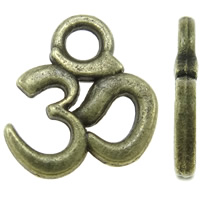 Zinc Alloy Alfabet Pendler, OM Symbol, antik bronze farve forgyldt, nikkel, bly & cadmium fri, 9x11x1.50mm, Hole:Ca. 2mm, Ca. 3330pc'er/KG, Solgt af KG