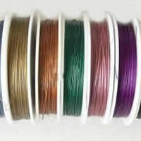 Tiger tail draad, Tiger Tail Wire, met Plastic, plated, met rubber beklede & 7-garen & staal diameter: 0.5mm, gemengde kleuren, 0.60mm, Lengte 60 m, 3Tassen/Lot, 10/Bag, Verkocht door Lot