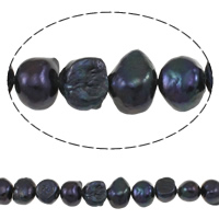 Barokní kultivované sladkovodní perle, Sladkovodní Pearl, Baroko, přírodní, černý, 9-10mm, Otvor:Cca 0.8mm, Prodáno za Cca 14.5 inch Strand