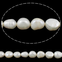 Coirníní Bharócach saothraithe Diúilicín Péarla, Pearl Fionnuisce, nádúrtha, bán, 8-9mm, Poll:Thart 0.8mm, Díolta Per Thart 15 Inse Snáithe