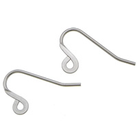 Øretråd i rustfrit stål, 316 Stainless Steel, med loop, oprindelige farve, 24x14.5x1mm, 1mm, Hole:Ca. 2.2mm, 500par/Lot, Solgt af Lot