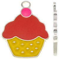 Zinc Alloy Enamel Pendants Cake platinum color plated nickel lead & cadmium free Approx 2.5mm Sold By Bag