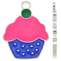 Zinc Alloy émail Pendants, alliage de zinc, Gâteau, Placage de couleur platine, protéger l'environnement, sans nickel, plomb et cadmium, 19x25x2mm, Trou:Environ 2.5mm, 25PC/sac, Vendu par sac