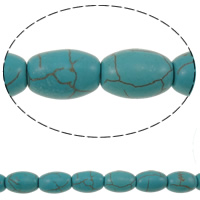 Tyrkysové korálky, Syntetický Turquoise, Oválný, modrý, 11x16mm, Otvor:Cca 2mm, Cca 24PC/Strand, Prodáno za Cca 15 inch Strand