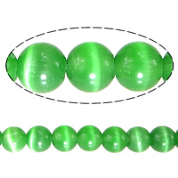 Cats Eye gioielli perline, occhi di gatto, Cerchio, verde, 5mm, Foro:Appross. 1mm, Lunghezza Appross. 15 pollice, 20Strandstrefolo/lotto, Appross. 80PC/filo, Venduto da lotto