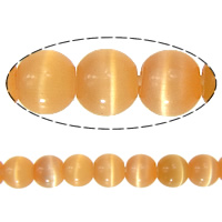 Ojo de Gato, Esférico, naranja rojizo, 3mm, agujero:aproximado 0.8mm, longitud aproximado 16 Inch, 20Strandsfilamento/Grupo, aproximado 40PCs/Sarta, Vendido por Grupo