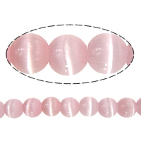 Ojo de Gato, Esférico, Rosado, 3mm, agujero:aproximado 0.8mm, longitud aproximado 16 Inch, 20Strandsfilamento/Grupo, aproximado 40PCs/Sarta, Vendido por Grupo