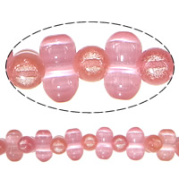 Ojo de Gato, Mancuerna, Rosado, 8x15mm, agujero:aproximado 1mm, longitud aproximado 16 Inch, 5Strandsfilamento/Grupo, aproximado 58PCs/Sarta, Vendido por Grupo