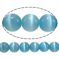 Grânulos jóias de olho de gato, Pedra olho de gato, Roda, azul claro, 5mm, Buraco:Aprox 1mm, comprimento Aprox 16 inchaltura, 20vertentespraia/Lot, Aprox 93PCs/Strand, vendido por Lot