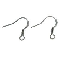 Järn Hook Earwire, plumbum svart färg klädd, med ögla, nickel, bly och kadmium gratis, 18x13x0.60mm, Hål:Ca 2mm, Ca 250PC/Bag, Säljs av Bag