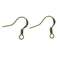 Järn Hook Earwire, antik brons färg klädd, med ögla, nickel, bly och kadmium gratis, 18x13x0.60mm, Hål:Ca 2mm, Ca 250PC/Bag, Säljs av Bag