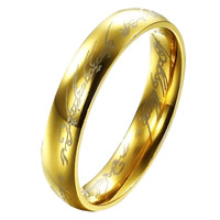 Titanium ringen, Roestvrij staal, gold plated, voor de mens, 6mm, Maat:11, Verkocht door PC