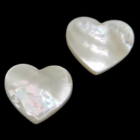 coquille blanche cabochon, coeur, dos plat, 14x12x2mm, 50PC/lot, Vendu par lot