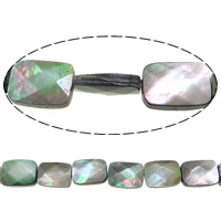 Perles de coquillage noire, coquille noire, rectangle, facettes, 10x8x3mm, Trou:Environ 1mm, Longueur Environ 16 pouce, 5Strandstoron/lot, Environ 39PC/brin, Vendu par lot