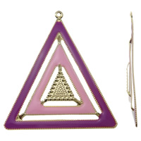 Fashion Iron Pendler, Jern, Triangle, guldfarve belagt, emalje, flerfarvede, nikkel, bly & cadmium fri, 59x68x3mm, Hole:Ca. 2mm, 10pc'er/Bag, Solgt af Bag