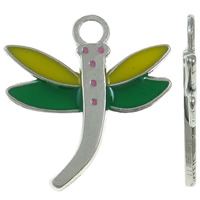 Zinc Alloy Animal Pendants Dragonfly platinum color plated enamel nickel lead & cadmium free Approx 2mm Sold By Bag