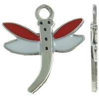 Zinc Alloy Animal Pendants Dragonfly platinum color plated enamel nickel lead & cadmium free Approx 2mm Sold By Bag